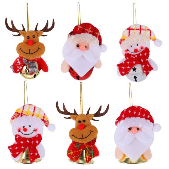 Gymnture 6pcs Snowman Bell Decor Xmas Bag Ringing Pendant Festival Scene Pendant