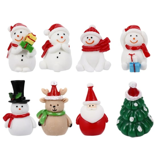Gymnture 8pcs Miniature Christmas Figurines for Fairy Garden and Dollhouse