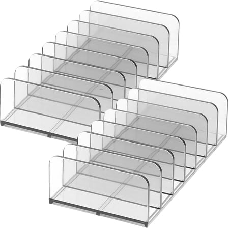 Gymnture Acrylic Makeup Organizer for Vanity and Dresser - 2pcs, 7-section Divided