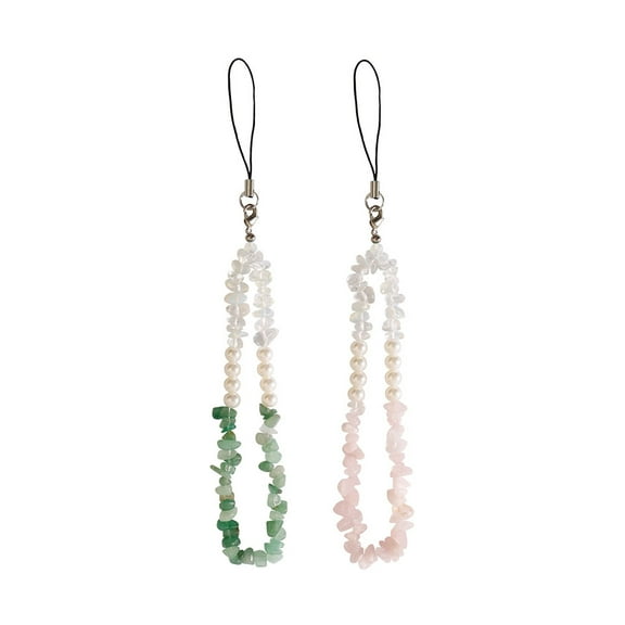 LABSERRON 2-Pack Crystal Stone Phone Wrist Straps with Fixing Rope for Secure Mobile Phone Hanging and Carrying
