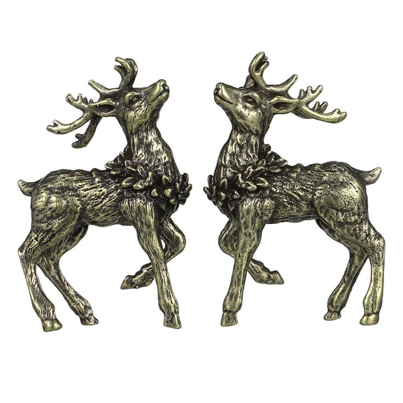 Gymnture Brass Deer Figurines for Home or Car Decor (2pcs)