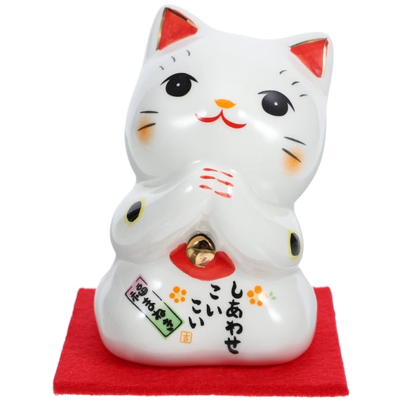 Gymnture Ceramic Lucky Cat Maneki Neko: Japanese Feng Shui Collectible Statue