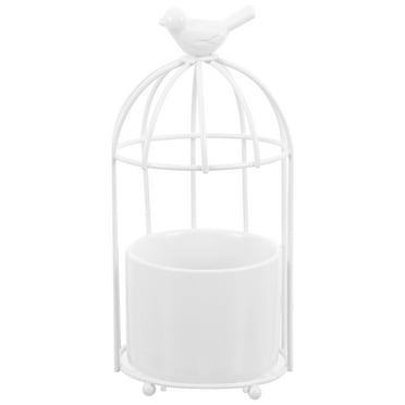 Gymnture Ceramic Metal Wedding Bird Cage Hanging Flower Pot
