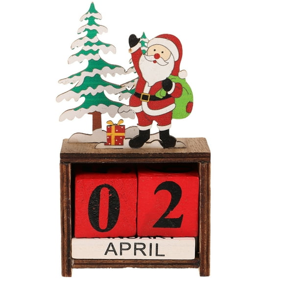 LABSERRON Desktop Decoration Calendar Luminous Calendar Red Wood 1Pack 4.53X3.54X2.36in