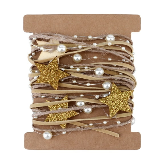 Gymnture Christmas Beaded Ribbon Garland with Star & Snowflake Beads - 2M