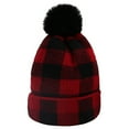 thumbnail image 1 of Gymnture Christmas Red Plaid Knitted Hat for Parent-Child, 1 of 10