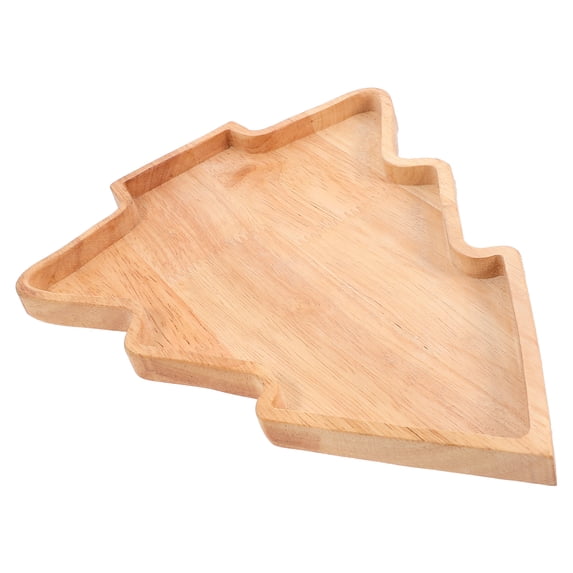 Gymnture Christmas Serving Platter Christmas Tree Shape Wooden Serving Tray Fruit Tray