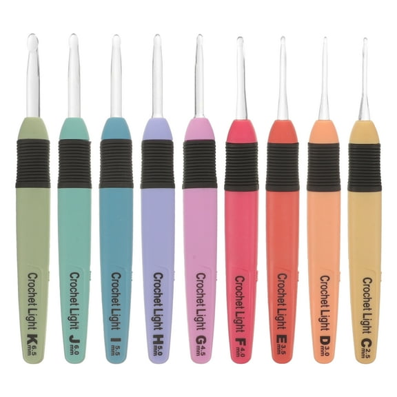 Gymnture Ergonomic LED Crochet Hooks Set for Beginners & Arthritis (9pcs)