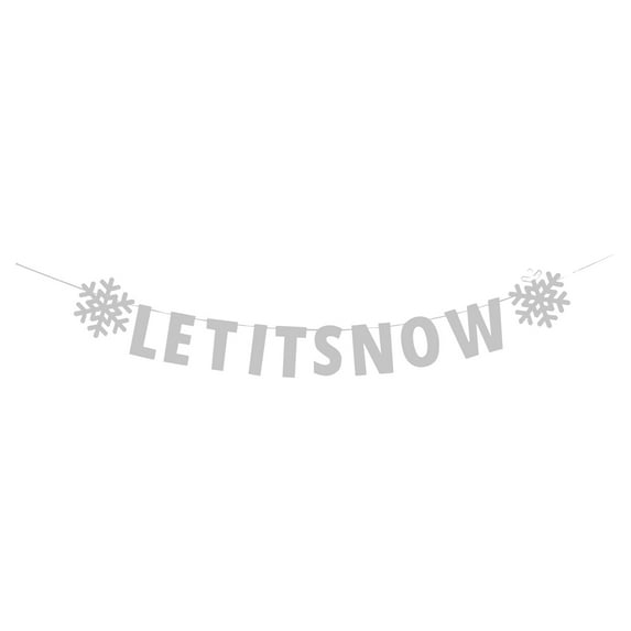 Gymnture Glittery Let It Snow Banner with Snowflake Garland Winter Decorations for Door Classroom and Party Holiday Celebrations Xmas Party Favor