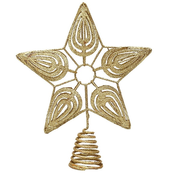 Gymnture Golden Glitter Star Tree Topper for Vintage Christmas Decor