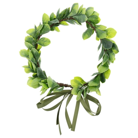 Gymnture Green Leaves Bridal Headband with Ribbon - Wedding & Festival Hair Wreath