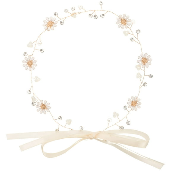 Gymnture Hair Wreath Bridal Headpiece Simulation Floral Crown Daisy Flower Headband Garland for Holiady Wedding Photography