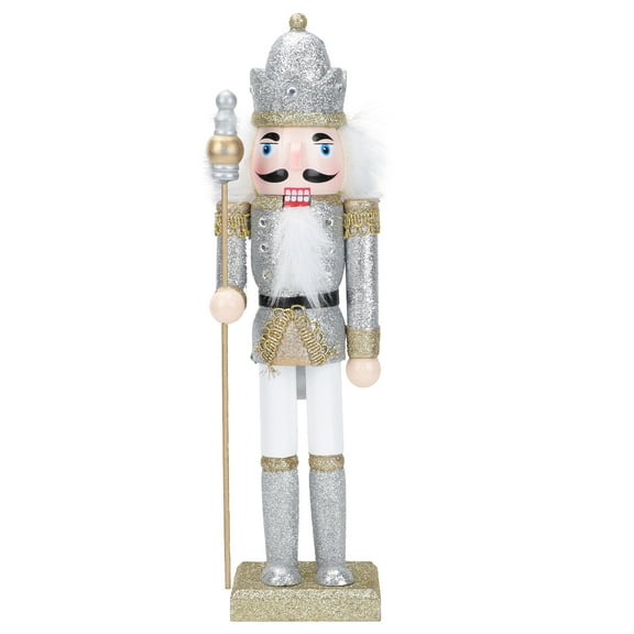 Gymnture Holiday Wooden Nutcracker Soldier Puppet Christmas Home Decor Silver