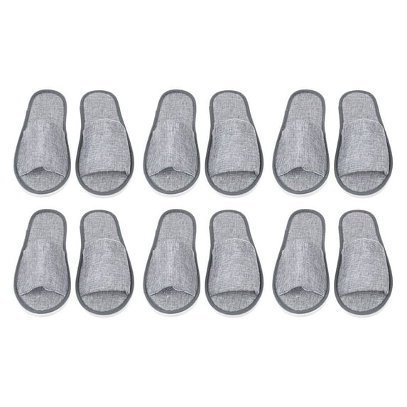 Gymnture Hotel Guest Cloth Slippers - Comfortable Unisex Grey (6 Pairs)