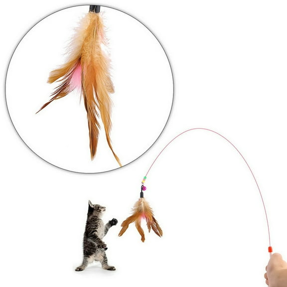 Gymnture Kitten Cat Pet Toy Wire Chaser Wand Teaser With Bell Beads Play Fun (Random colour)