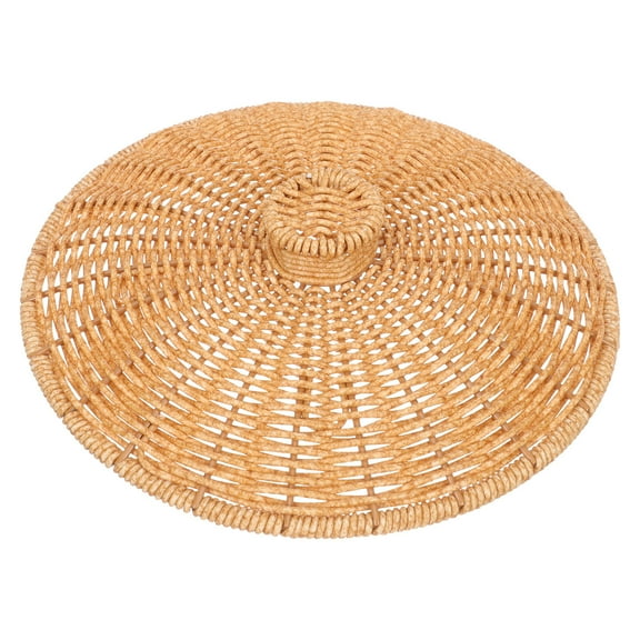 Gymnture Replacement Lid for Trash Can, Woven Rattan Wastebasket Cover, Bathroom Garbage Bin Basket Lid, Wicker Container Top