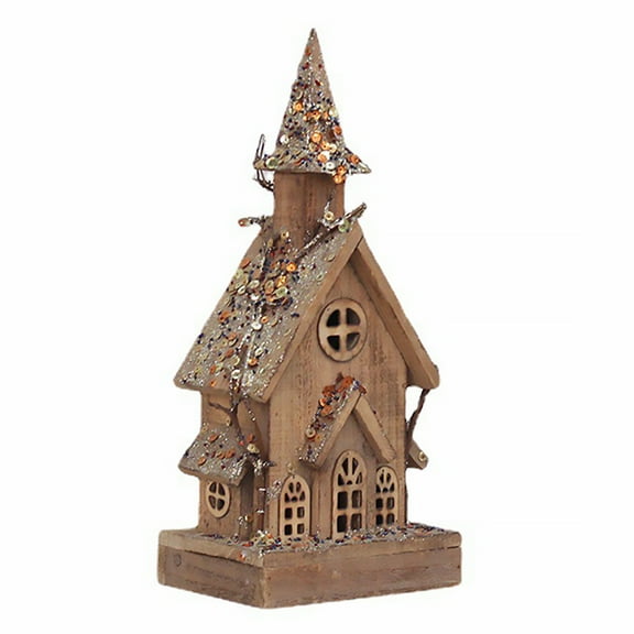 Gymnture Lighted Wooden Christmas House Village LED Tabletop Xmas Figurine Decoration