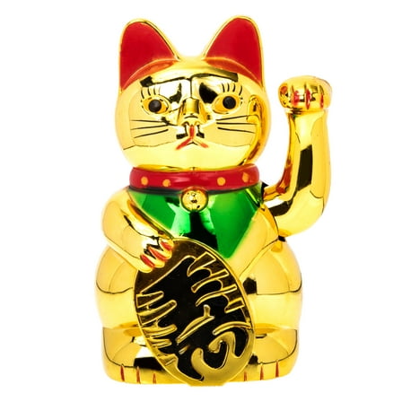 Gymnture Maneki Neko Lucky Cat Figurine for Wealth and Fortune - Gold Operated
