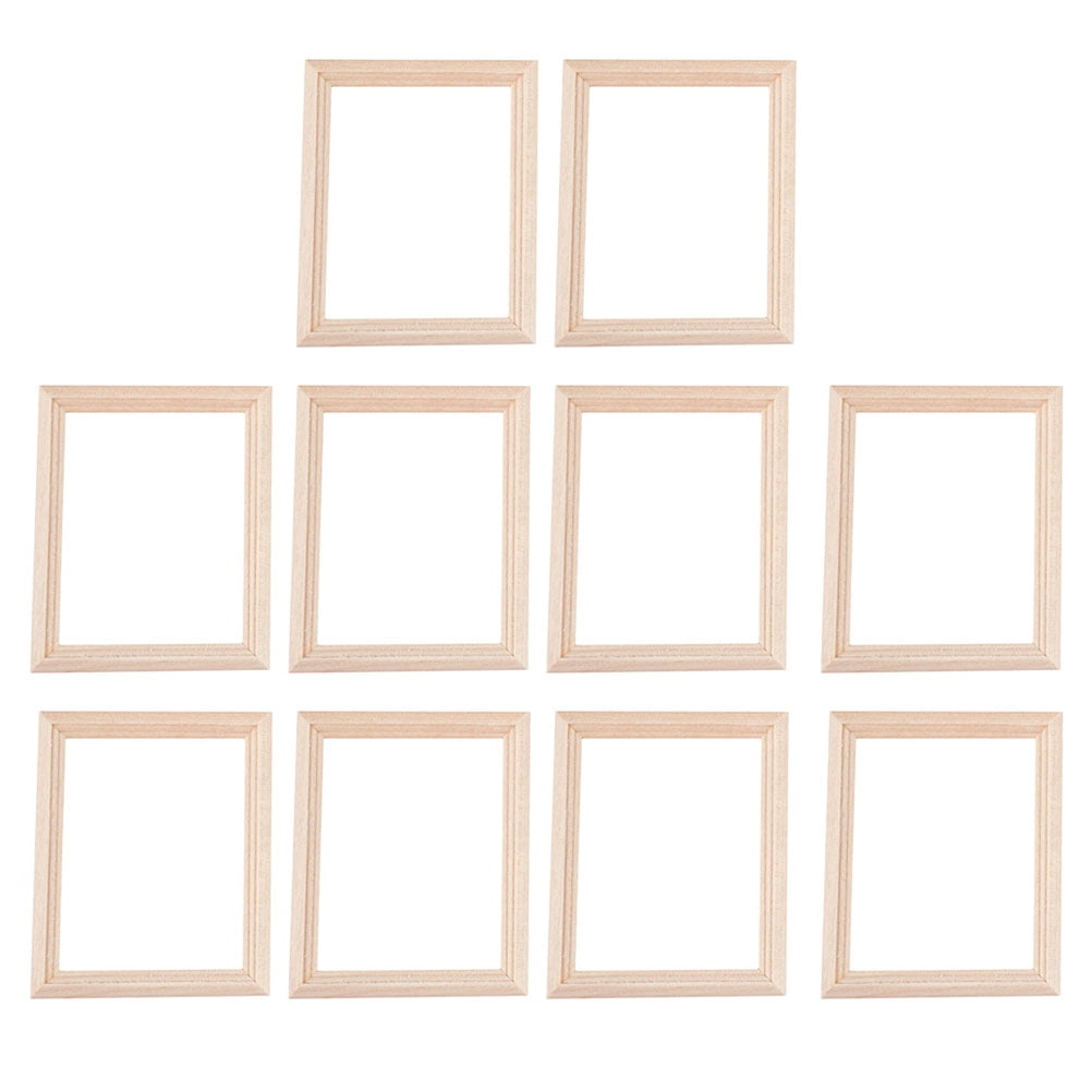 Gymnture Miniature Wooden Furniture Vintage Frames for Dollhouse Decoration