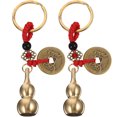 thumbnail image 1 of Gymnture New Year's Day 2pcs Wu Lou Fortune Coin Keychain Gourd Feng Shui Pendant Lucky Calabash Charm, 1 of 10