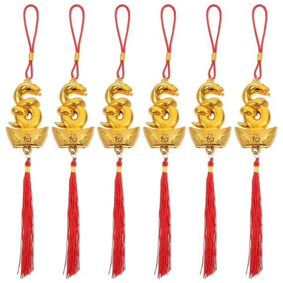 Gymnture New Year's Day 6pcs Chinese New Year Hanging Decoration 2025 Snake Wealthy Pendants Decor