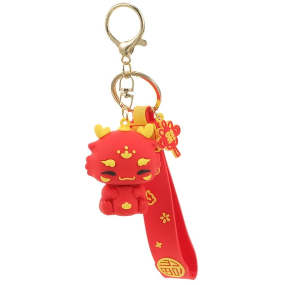 LABSERRON Keychain Red Plastic Zinc Alloy 1Pcs 6.9X1.8X1.4In Lion Head Figurine Chinese Style