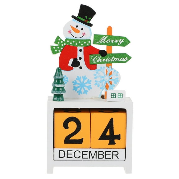 Gymnture New Year's Day Wood Block Snowman Advent Calendar for Christmas Decor