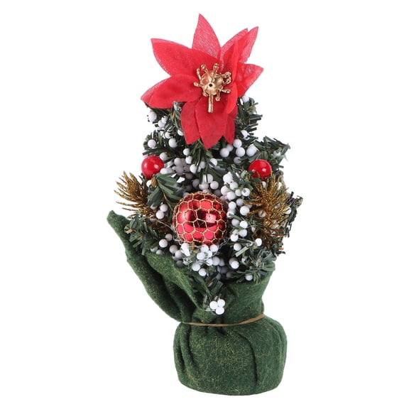 Gymnture Small Artificial Christmas Tree w/ Bow & Glitter Ornament - Red Flower 2