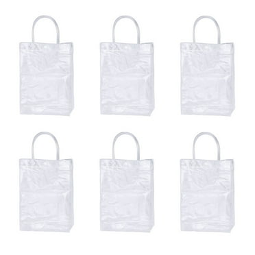 Gymnture Small Clear Gift Bags with Handles (6-Pack)