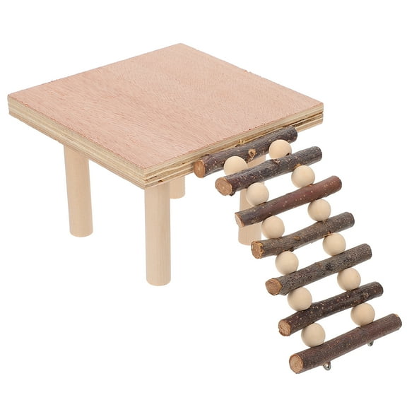 Gymnture Small Pet Wooden Platform with Climbing Ladder Bridge
