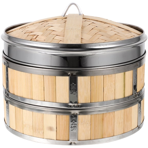 LABSERRON Steamer Basket Bamboo 1 Set 9.8X9.8X2.7in Khaki Heat-resistant Round