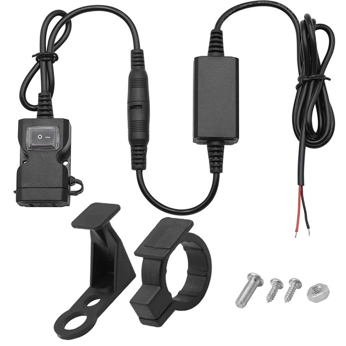 Gymnture USB Motorcycle Charger Handlebar Rear Mirror Waterproof Dual Ports 3.1A Fast Charging Power Socket Adaptor with Switch for Motorcycle Tricycle ATV Scooter and Other Vehicles (Black)