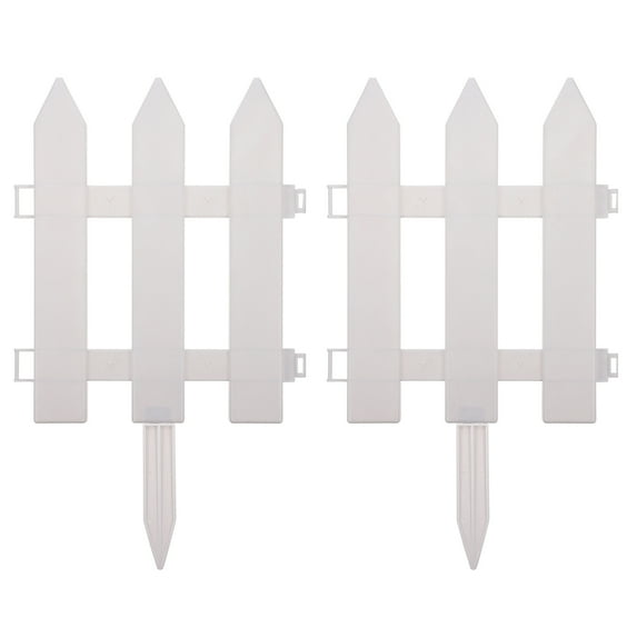 Gymnture White Picket Fence for Garden Decoration - 2 Sets