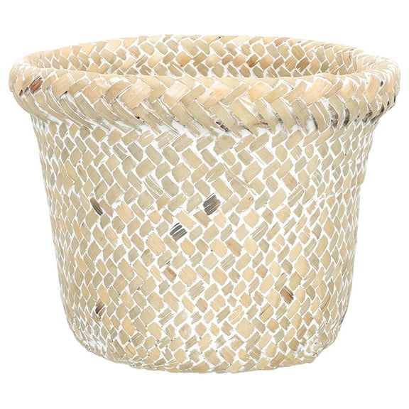 Gymnture Wicker Round Trash Bin Laundry Hamper Storage Bohemian Bathroom Bin