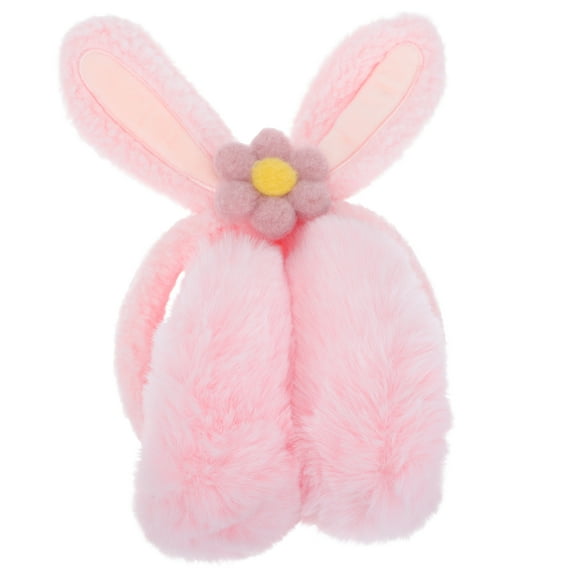 Gymnture Winter Rabbit Ear Plush Earmuffs - Peach Pink