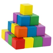 Gymnture Wooden Cubes Blocks: 50pcs Colorful Stacking Building Cubes for Math Learning