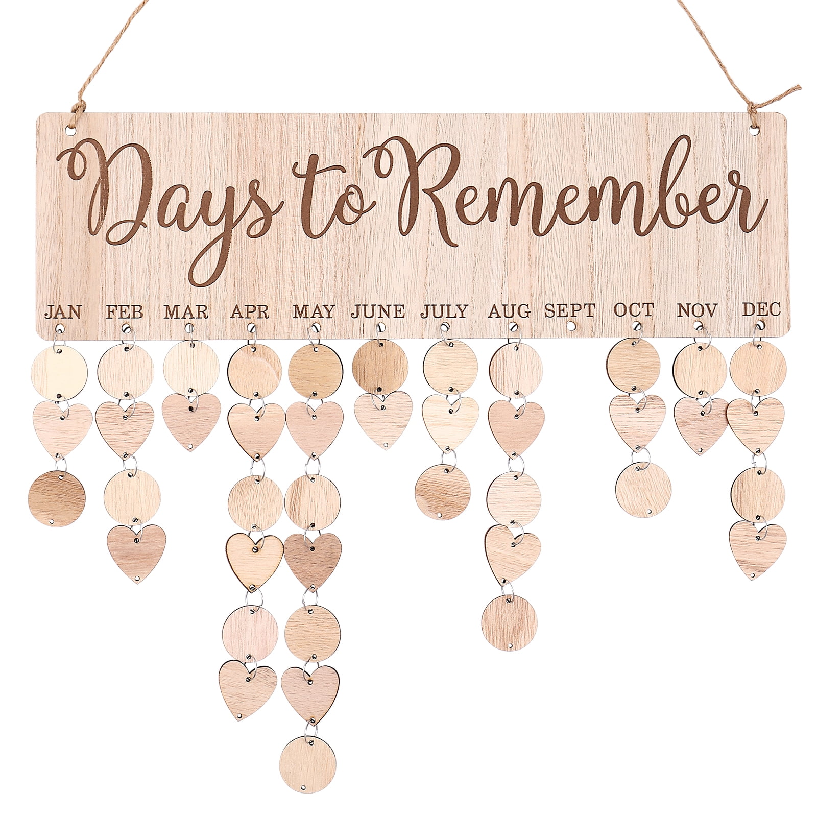 Gymnture Wooden Family Birthday Calendar with Tags Anniversary Gymnture Wooden Family Birthday Calendar with Tags Anniversary