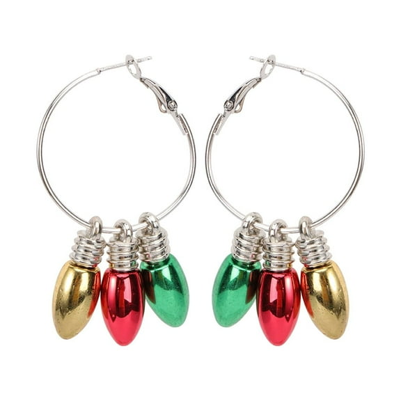 Gymnture christmas 1 Pair Creative Christmas Earrings Bulb Beads Ear Pendant Ears Decorations