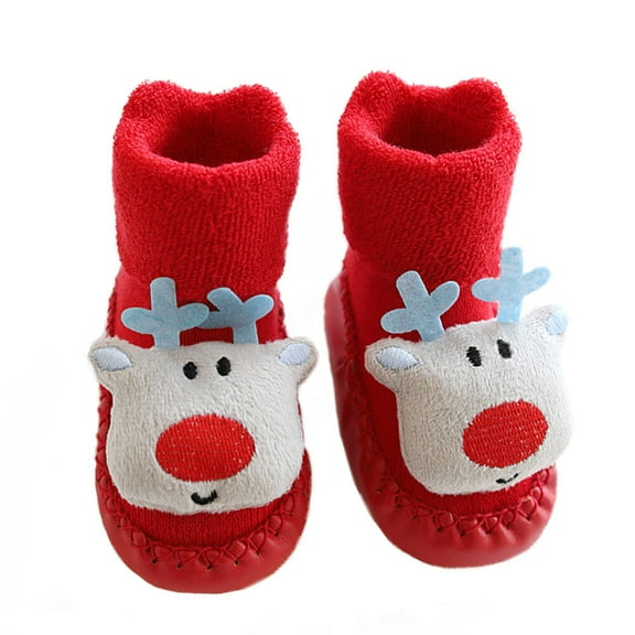 Gymnture christmas 1 Pair of Christmas Children Socks Warm Footwear Slide-proof Floor Socks for Kid