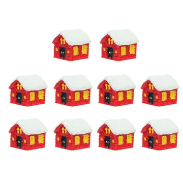 Gymnture christmas 10pcs Miniature Christmas House Model Figurines for DIY Decoration