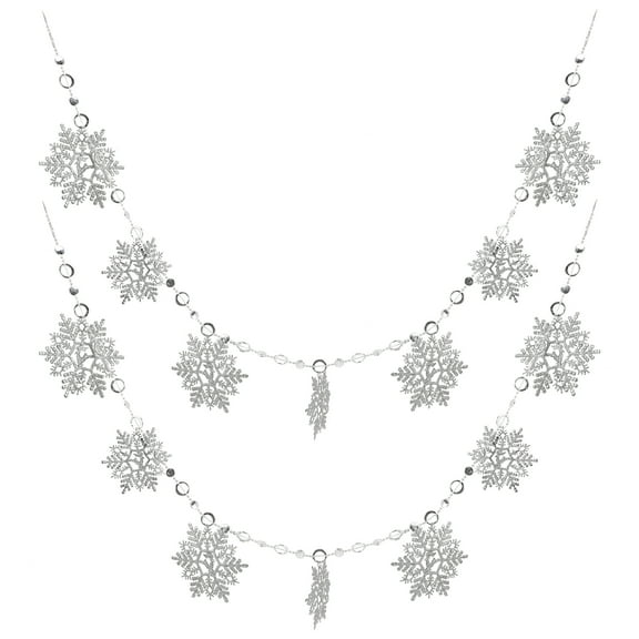 Gymnture christmas 2 Silver Snowflake Ornaments for Xmas Tree Decorations & Winter Parties