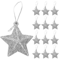 LABSERRON Christmas Star Hanging Decor Silver 24Pcs 1.97X1.97X0.59In