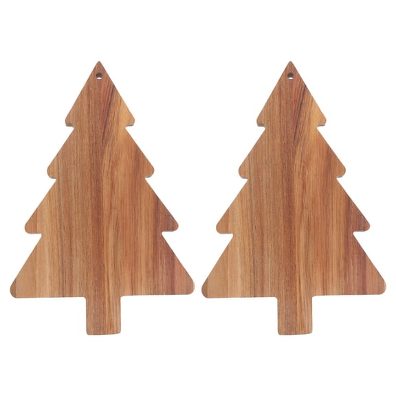 LABSERRON Christmas Tree Platter Cutting Board Light Brown 2Pcs 15.0x9.4x0.6in