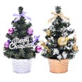 thumbnail image 1 of Gymnture christmas 2Pcs Pre-Lit Artificial Xmas Trees with Base - 20cm Purple/Golden A, 1 of 10
