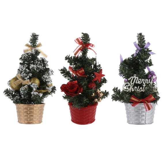 Gymnture christmas 3Pcs Artificial Pine Christmas Trees in Basket for Holiday Decor