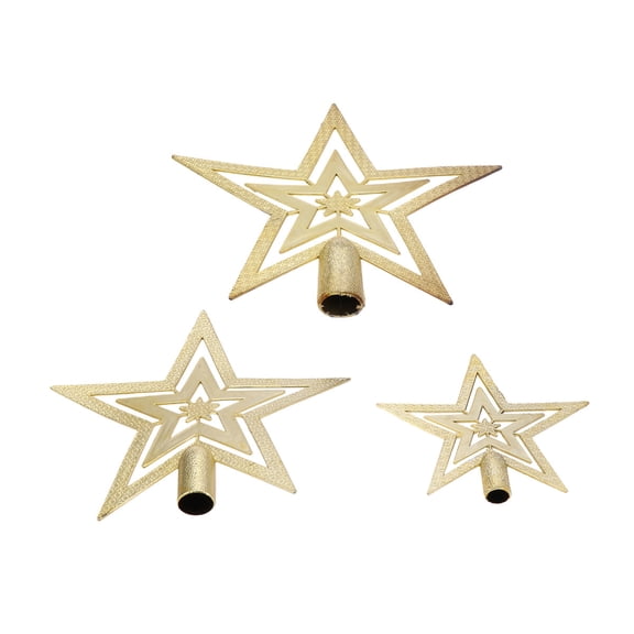 Gymnture 3-Piece Golden Star Christmas Tree Topper Set Holiday Xmas Tree Decoration