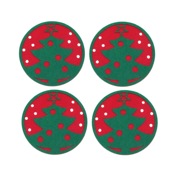 Gymnture christmas 4Pcs Christmas Felt Coasters Holiday Cup Mat (Green)