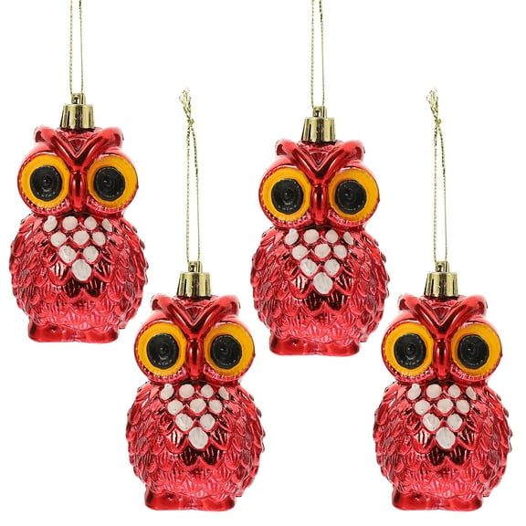 Gymnture 4pcs Christmas Owl Decorations for Xmas Tree/Home Decor