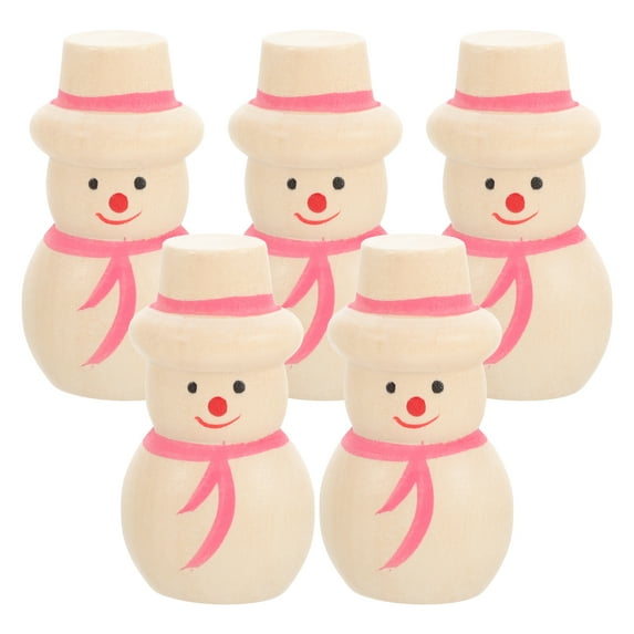 Gymnture christmas 5pcs Unfinished Wooden Snowman Peg Dolls for Painting Craft