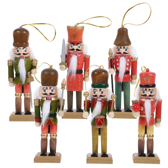 LABSERRON 6pcs Wood Nutcracker Ornaments Nutcracker Craft Traditional Style Christmas Party